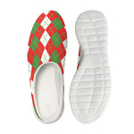 White Green And Red Argyle Pattern Print Mesh Casual Shoes