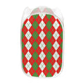 White Green And Red Argyle Pattern Print Mesh Laundry Hamper