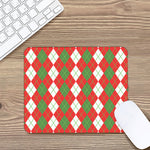 White Green And Red Argyle Pattern Print Mouse Pad