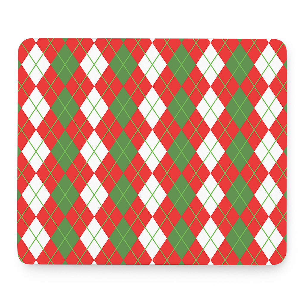 White Green And Red Argyle Pattern Print Mouse Pad