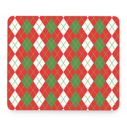 White Green And Red Argyle Pattern Print Mouse Pad