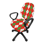 White Green And Red Argyle Pattern Print Office Chair Cover