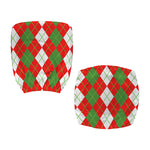 White Green And Red Argyle Pattern Print Office Chair Cover