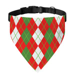 White Green And Red Argyle Pattern Print Over The Collar Dog Bandana