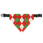 White Green And Red Argyle Pattern Print Over The Collar Dog Bandana