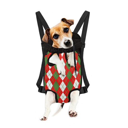 White Green And Red Argyle Pattern Print Pet Carrier Backpack