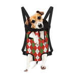 White Green And Red Argyle Pattern Print Pet Carrier Backpack