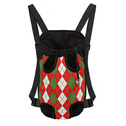 White Green And Red Argyle Pattern Print Pet Carrier Backpack