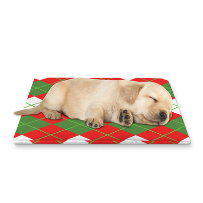White Green And Red Argyle Pattern Print Pet Cooling Mat Cover