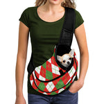 White Green And Red Argyle Pattern Print Pet Sling Carrier