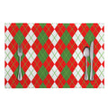 White Green And Red Argyle Pattern Print Placemat
