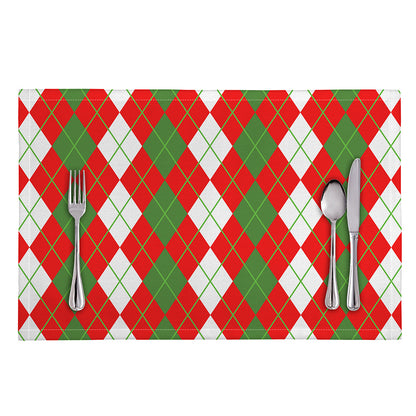 White Green And Red Argyle Pattern Print Placemat