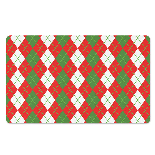 White Green And Red Argyle Pattern Print Polyester Doormat