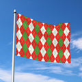 White Green And Red Argyle Pattern Print Polyester Flag