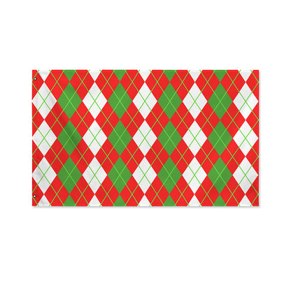 White Green And Red Argyle Pattern Print Polyester Flag