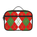 White Green And Red Argyle Pattern Print Portable Lunch Bag