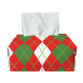 White Green And Red Argyle Pattern Print Rectangle Tissue Box Cover