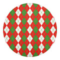 White Green And Red Argyle Pattern Print Round Blanket