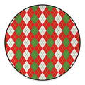 White Green And Red Argyle Pattern Print Round Floor Mat