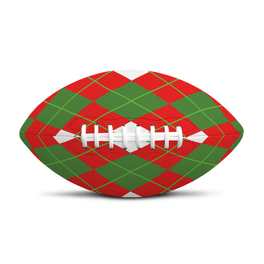 White Green And Red Argyle Pattern Print Rugby Ball