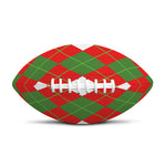 White Green And Red Argyle Pattern Print Rugby Ball