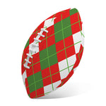 White Green And Red Argyle Pattern Print Rugby Ball