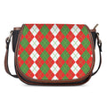 White Green And Red Argyle Pattern Print Saddle Bag