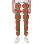 White Green And Red Argyle Pattern Print Scuba Joggers
