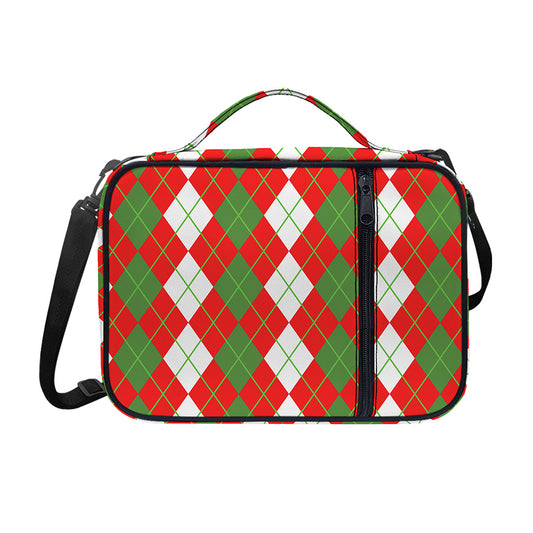 White Green And Red Argyle Pattern Print Shoulder Strap Bible Bag