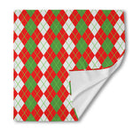 White Green And Red Argyle Pattern Print Silk Bandana