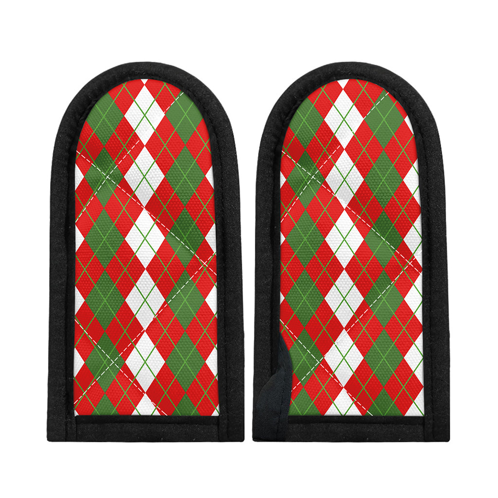 White Green And Red Argyle Pattern Print Skillet Handle Cover