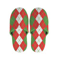 White Green And Red Argyle Pattern Print Slippers