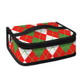 White Green And Red Argyle Pattern Print Small Lunch Bag