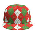 White Green And Red Argyle Pattern Print Snapback Cap