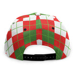 White Green And Red Argyle Pattern Print Snapback Cap