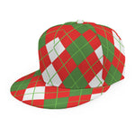 White Green And Red Argyle Pattern Print Snapback Cap