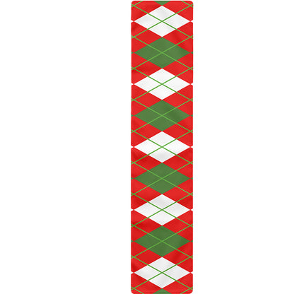 White Green And Red Argyle Pattern Print Table Runner