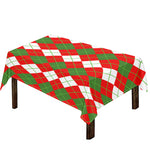 White Green And Red Argyle Pattern Print Tablecloth