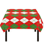 White Green And Red Argyle Pattern Print Tablecloth