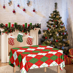 White Green And Red Argyle Pattern Print Tablecloth