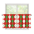 White Green And Red Argyle Pattern Print Tier Curtains