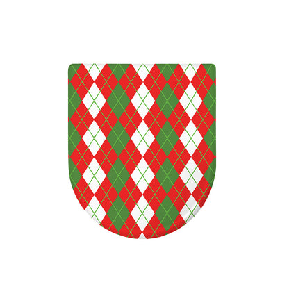 White Green And Red Argyle Pattern Print Toilet Lid Cover