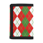 White Green And Red Argyle Pattern Print Trifold Wallet