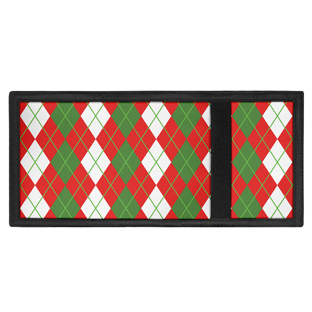White Green And Red Argyle Pattern Print Trifold Wallet