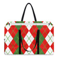 White Green And Red Argyle Pattern Print Utility Tote Bag