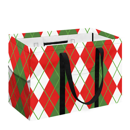 White Green And Red Argyle Pattern Print Utility Tote Bag