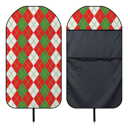 White Green And Red Argyle Pattern Print Waterproof Car Seat Cover