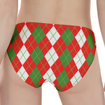 White Green And Red Argyle Pattern Print Women's Panties