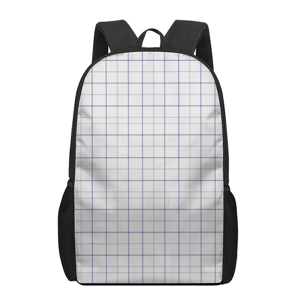 White Grey And Purple Tattersall Print 17 Inch Backpack
