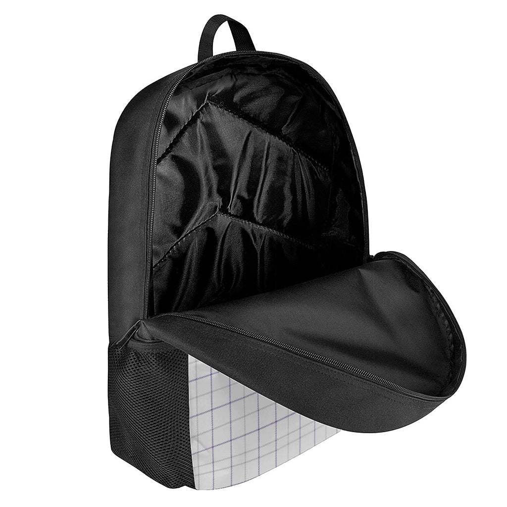 White Grey And Purple Tattersall Print 17 Inch Backpack